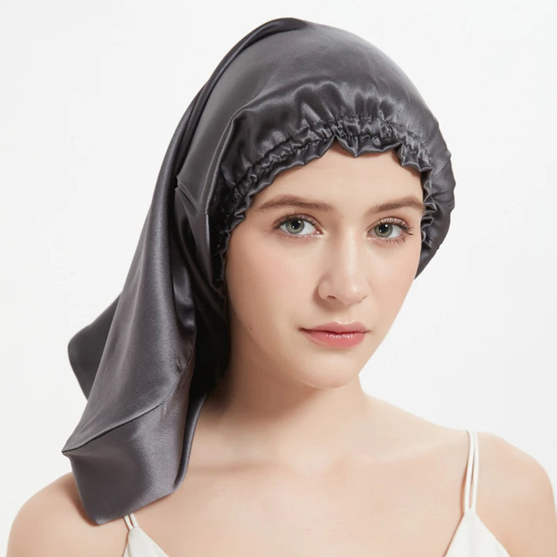100% Mulberry Silk Long Hair Wrap Bonnet for Women Clean Vanilla Store