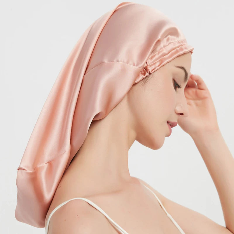 100% Mulberry Silk Long Hair Wrap Bonnet for Women Clean Vanilla Store