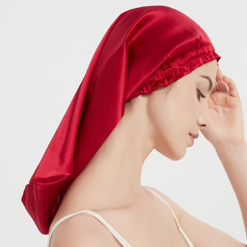 100% Mulberry Silk Long Hair Wrap Bonnet for Women Clean Vanilla Store