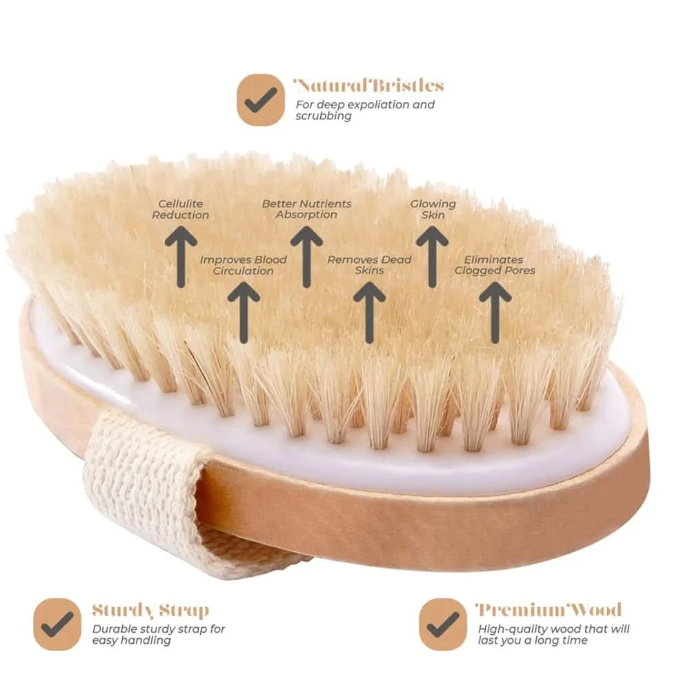 Exfoliating Wooden Body Massage Shower Brush for Radiant Skin Clean Vanilla Store