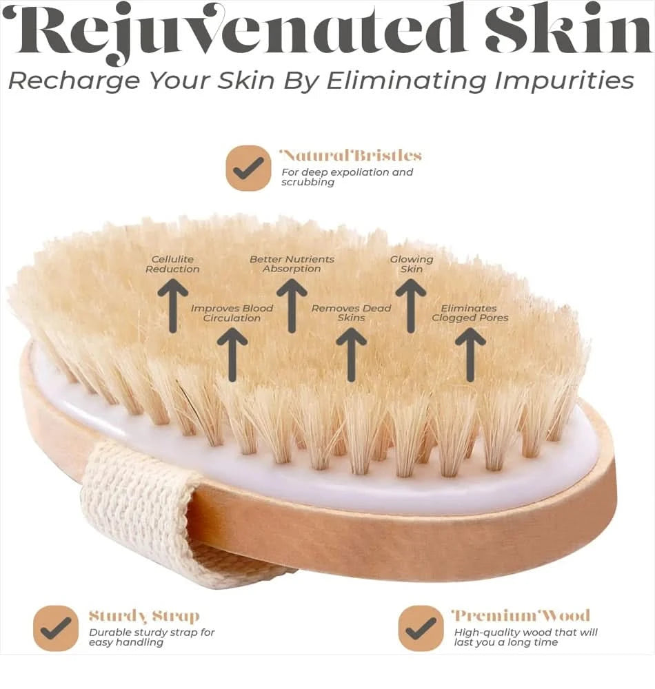 Exfoliating Wooden Body Massage Shower Brush for Radiant Skin Clean Vanilla Store