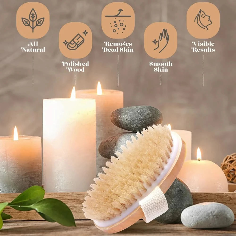 Exfoliating Wooden Body Massage Shower Brush for Radiant Skin Clean Vanilla Store