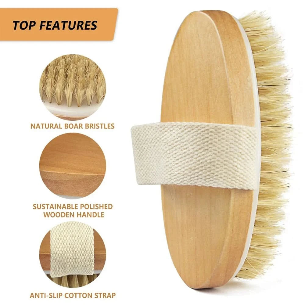 Exfoliating Wooden Body Massage Shower Brush for Radiant Skin Clean Vanilla Store