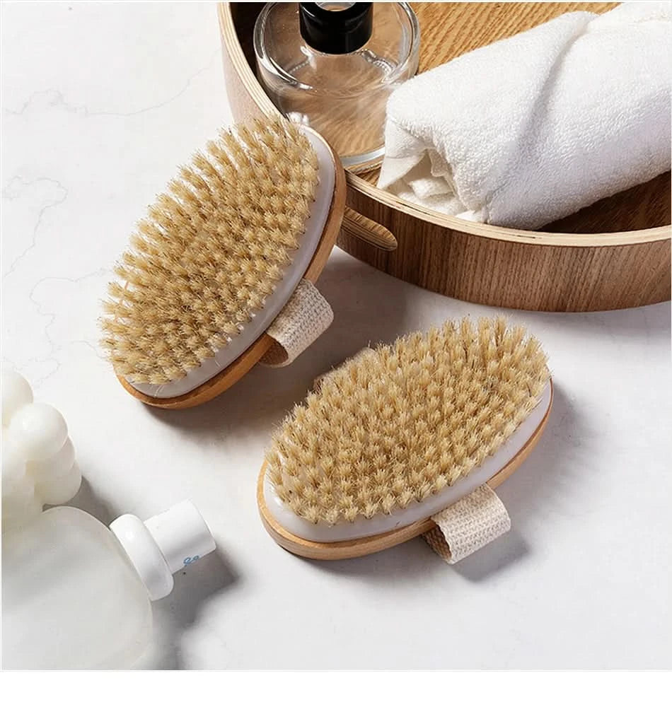 Exfoliating Wooden Body Massage Shower Brush for Radiant Skin Clean Vanilla Store