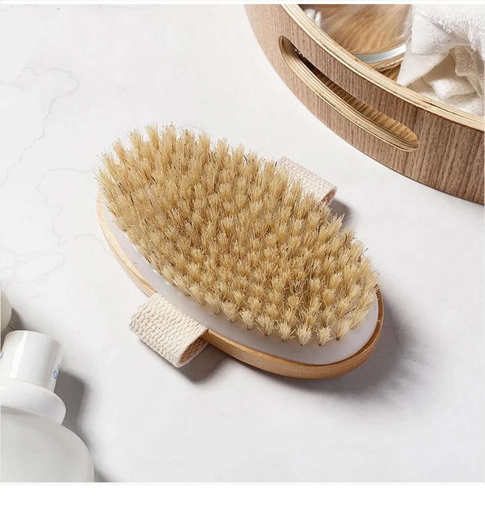 Exfoliating Wooden Body Massage Shower Brush for Radiant Skin Clean Vanilla Store