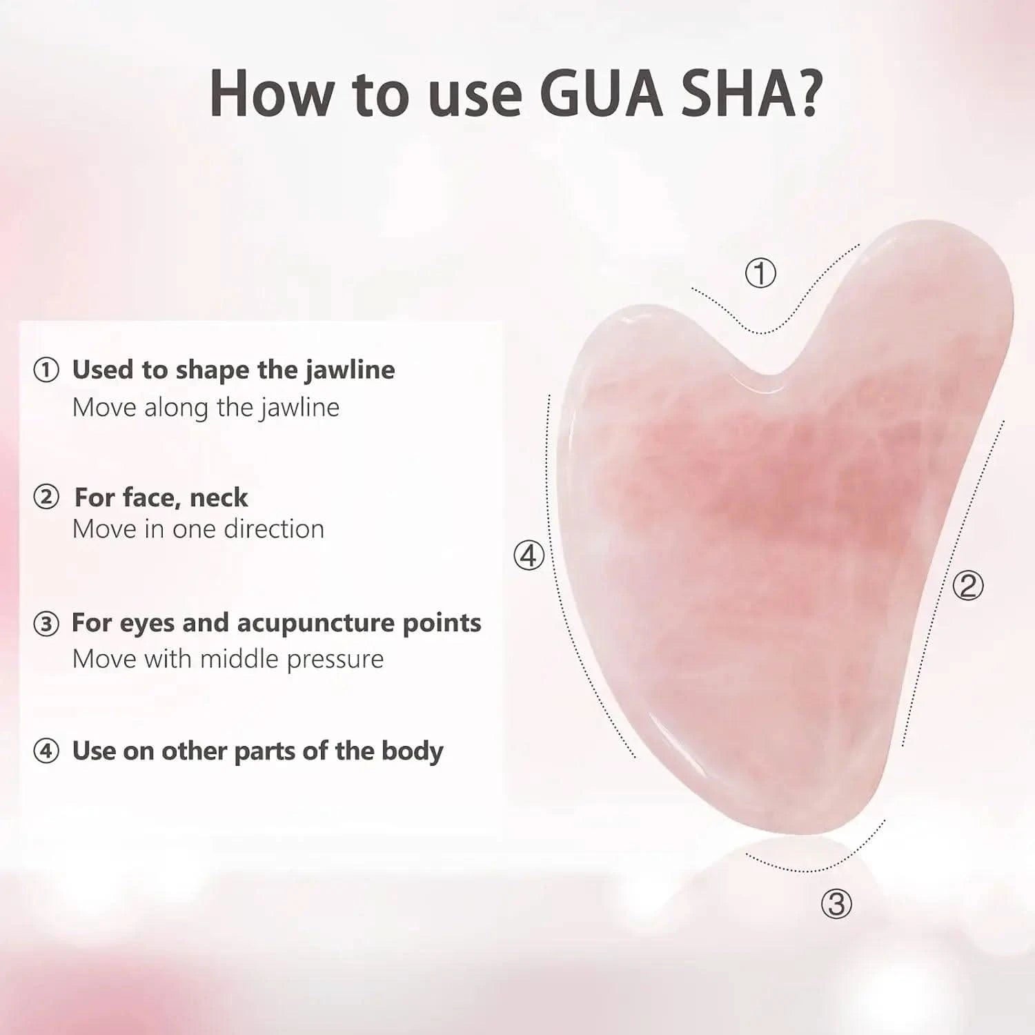 Natural Pink Rose Roller Gua Sha Set for Face Lifting Clean Vanilla Store