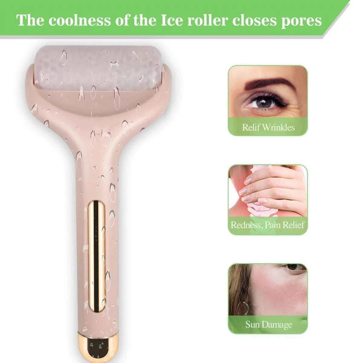 Pink Ice Roller Face Roller Massager for Radiant Skin Clean Vanilla Store