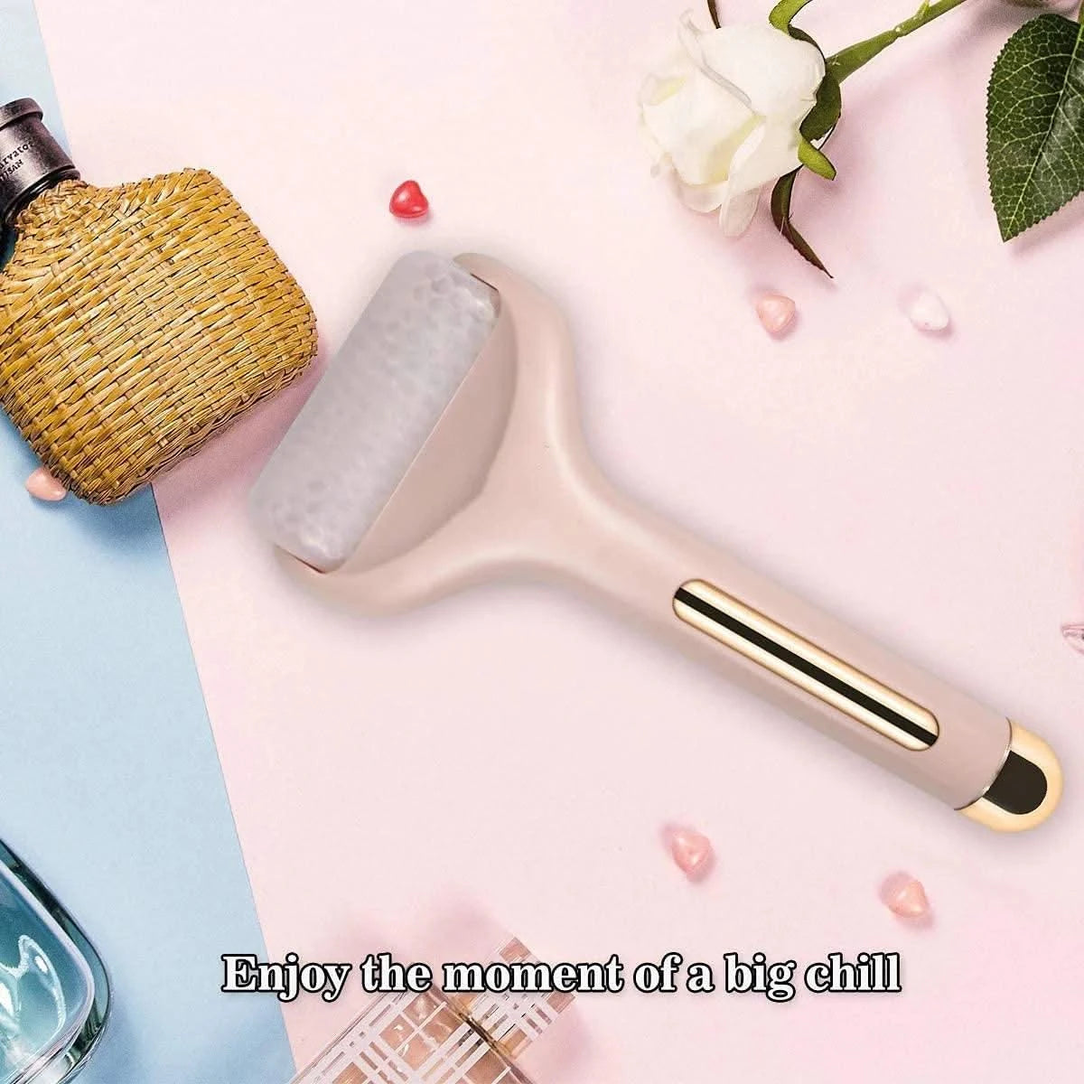 Pink Ice Roller Face Roller Massager for Radiant Skin Clean Vanilla Store