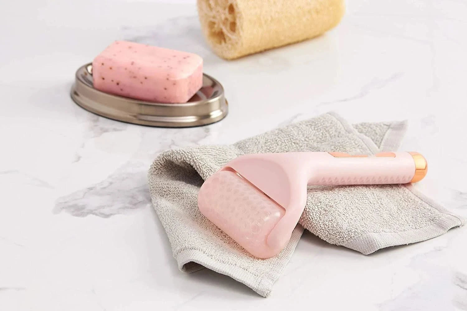 Pink Ice Roller Face Roller Massager for Radiant Skin Clean Vanilla Store