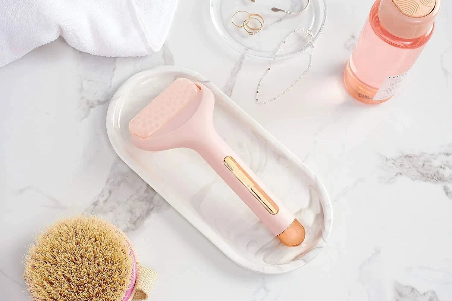 Pink Ice Roller Face Roller Massager for Radiant Skin Clean Vanilla Store