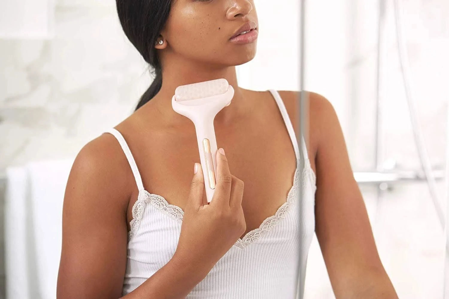 Pink Ice Roller Face Roller Massager for Radiant Skin Clean Vanilla Store