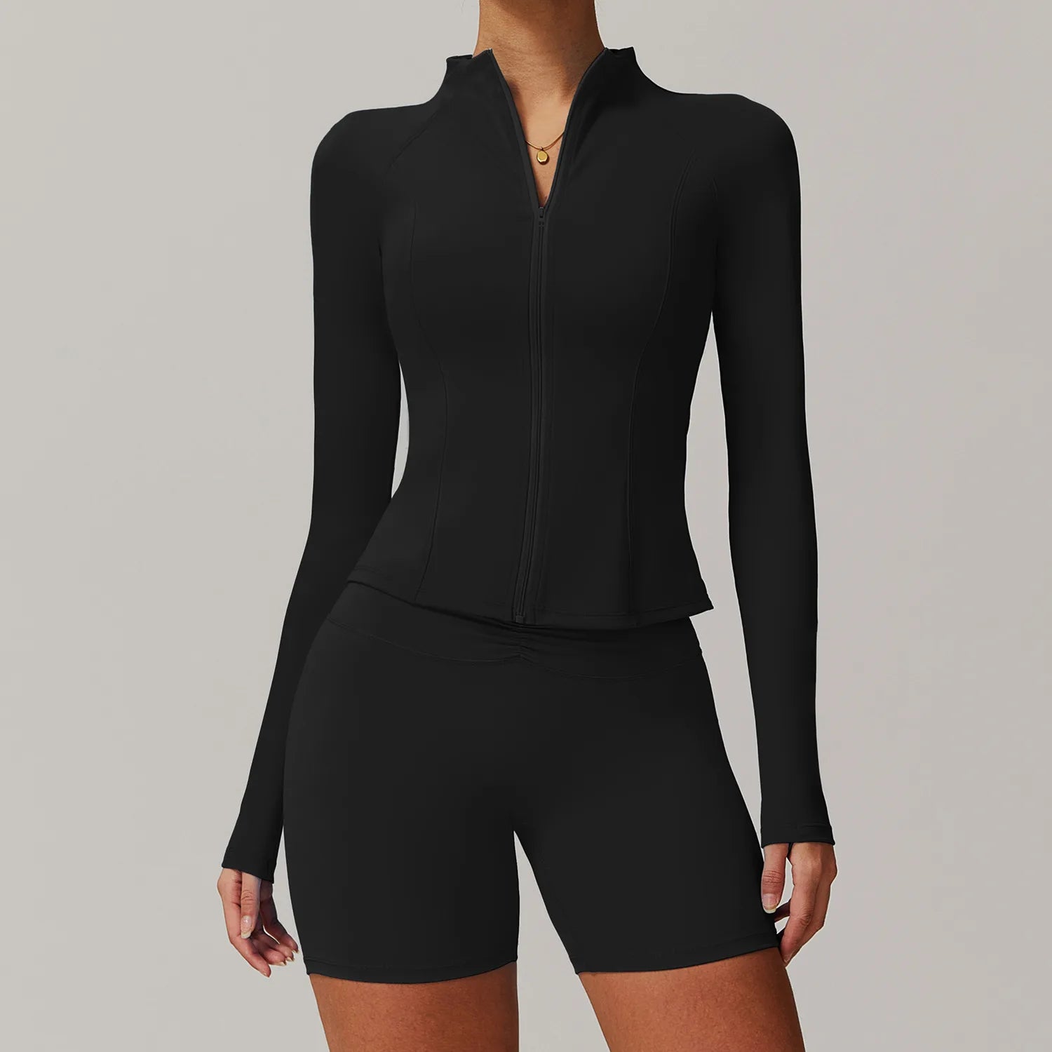 2PCS Yoga Suit Women Gym Set Long Sleeve Zipper Clean Vanilla Store