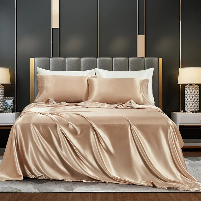 Solid Satin Bedding Set - Luxurious Sleep Experience Clean Vanilla Store