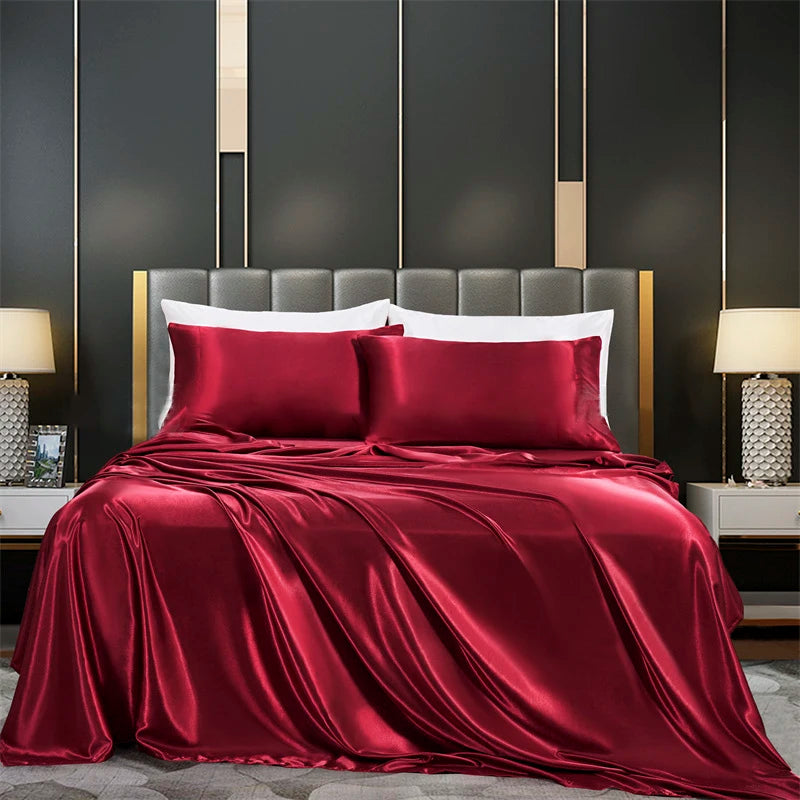 Solid Satin Bedding Set - Luxurious Sleep Experience Clean Vanilla Store