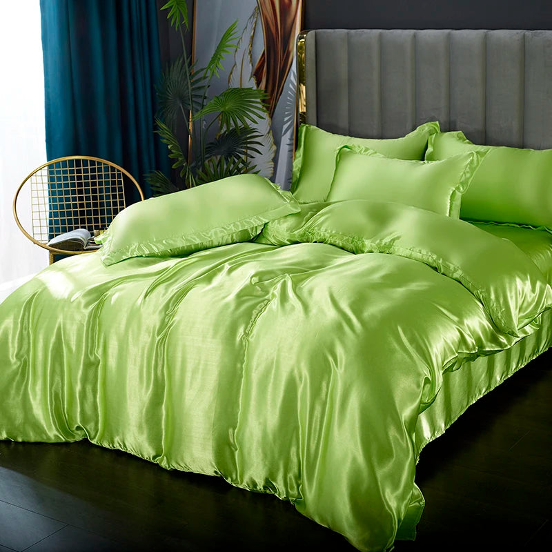 Solid Satin Bedding Set - Luxurious Sleep Experience Clean Vanilla Store