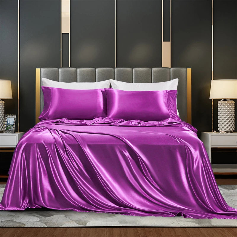 Solid Satin Bedding Set - Luxurious Sleep Experience Clean Vanilla Store