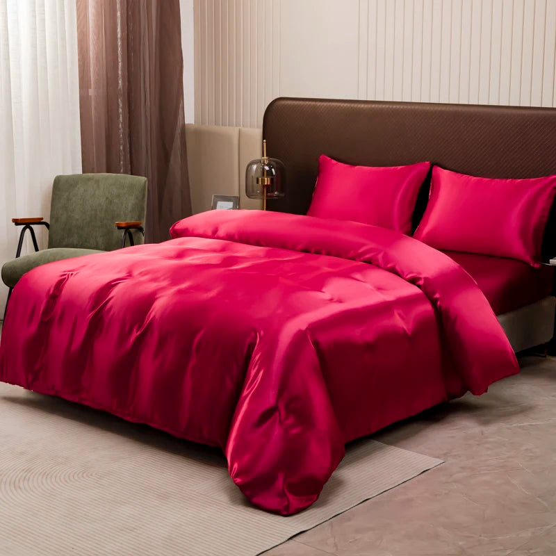 Solid Satin Bedding Set - Luxurious Sleep Experience Clean Vanilla Store
