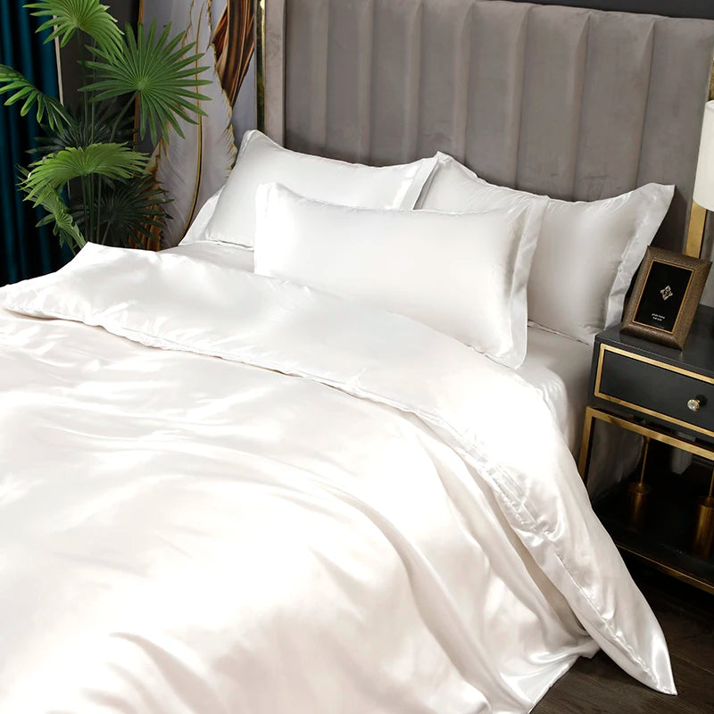 Solid Satin Bedding Set - Luxurious Sleep Experience Clean Vanilla Store