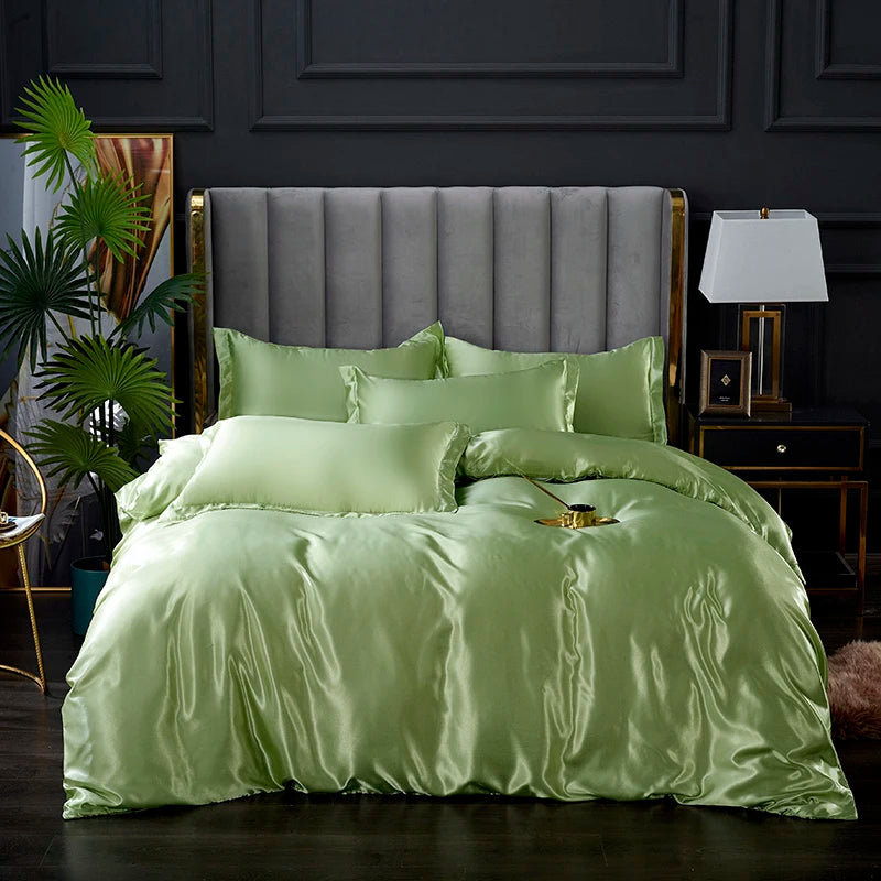 Solid Satin Bedding Set - Luxurious Sleep Experience Clean Vanilla Store