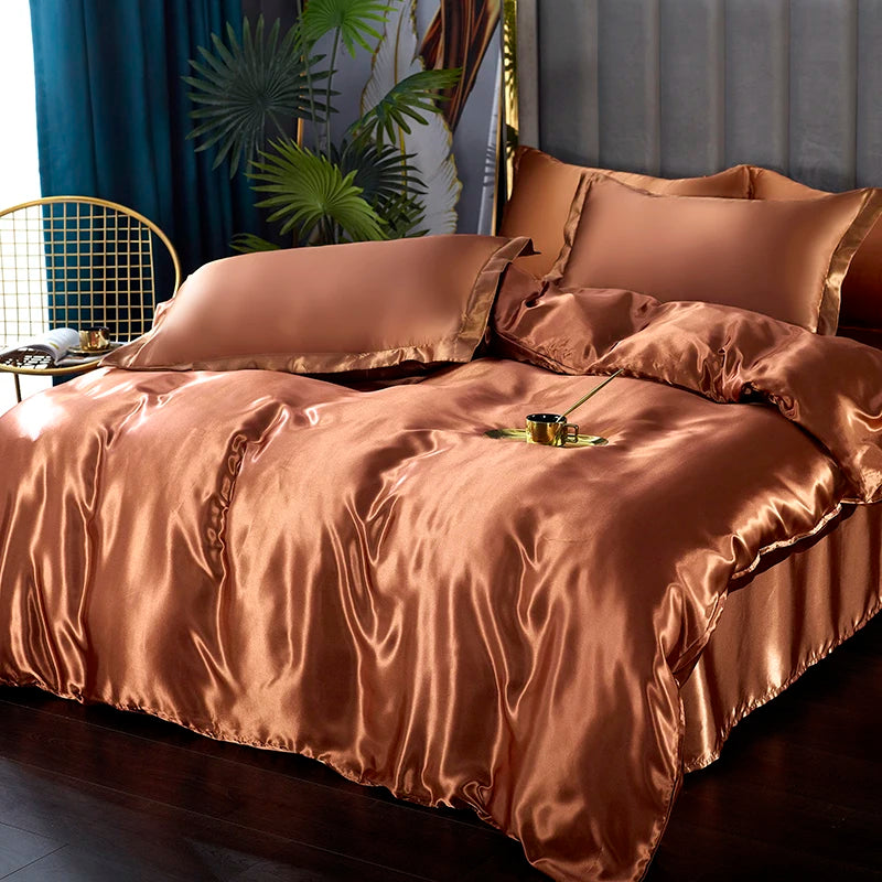 Solid Satin Bedding Set - Luxurious Sleep Experience Clean Vanilla Store