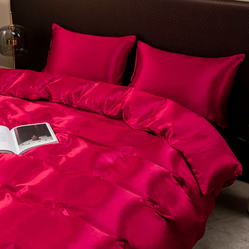 Solid Satin Bedding Set - Luxurious Sleep Experience Clean Vanilla Store