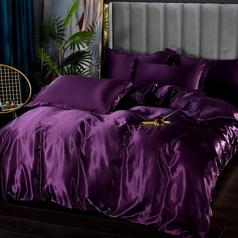 Solid Satin Bedding Set - Luxurious Sleep Experience Clean Vanilla Store