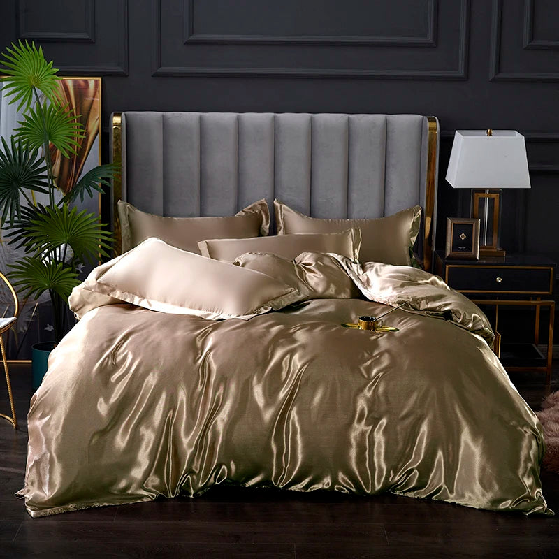 Solid Satin Bedding Set - Luxurious Sleep Experience Clean Vanilla Store