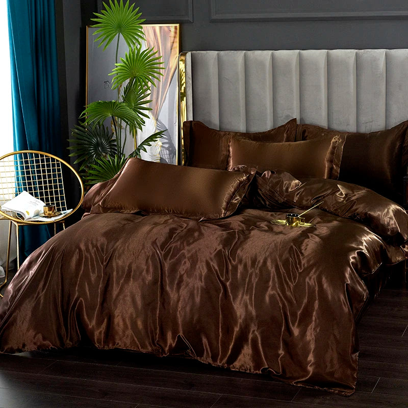 Solid Satin Bedding Set - Luxurious Sleep Experience Clean Vanilla Store