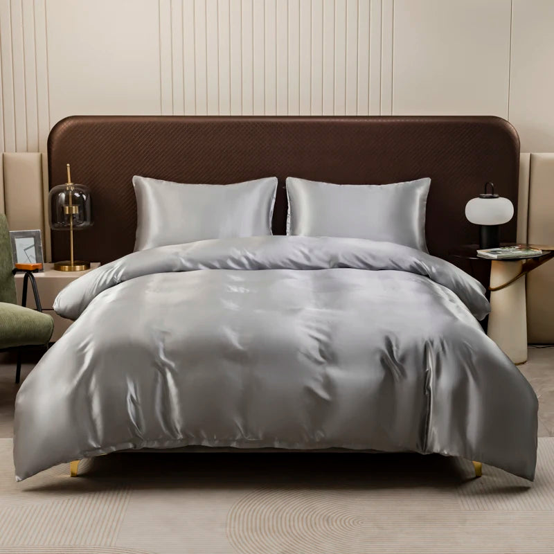Solid Satin Bedding Set - Luxurious Sleep Experience Clean Vanilla Store