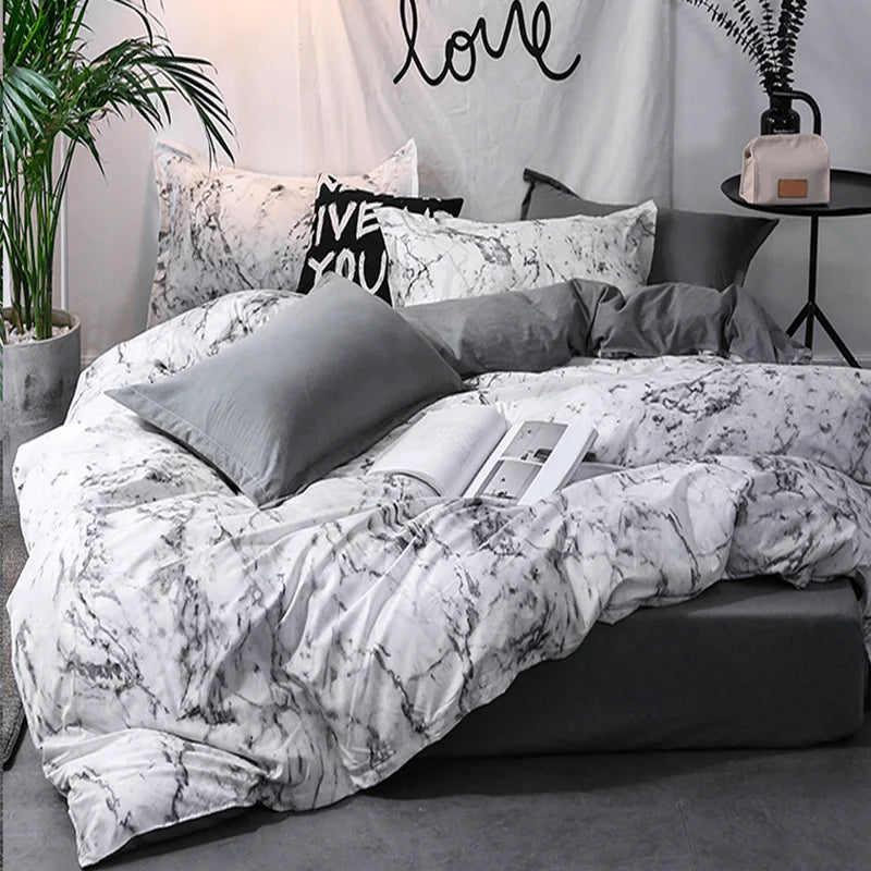 Soft Marble Duvet Cover Set for Cozy Bedroom 2pcs Clean Vanilla Store