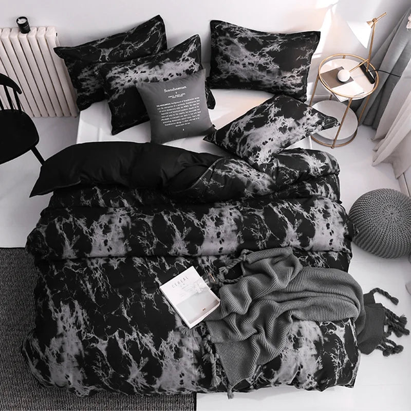 Soft Marble Duvet Cover Set for Cozy Bedroom 2pcs Clean Vanilla Store