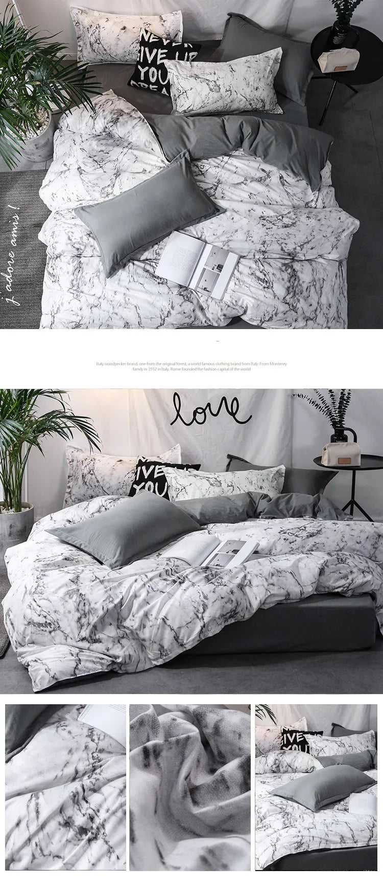 Soft Marble Duvet Cover Set for Cozy Bedroom 2pcs Clean Vanilla Store