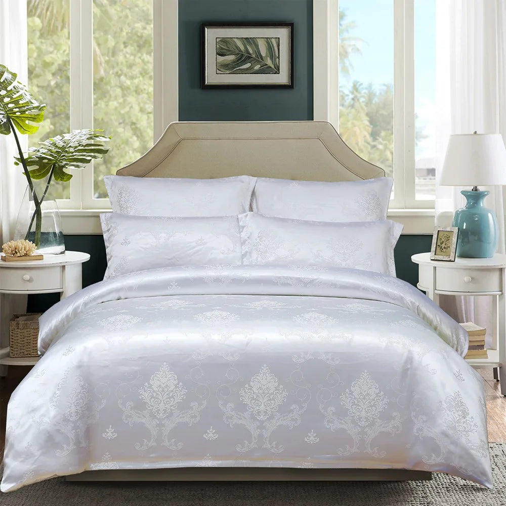 Luxury Silk Satin Bedding Set - Timeless Comfort 3-Piece Clean Vanilla Store