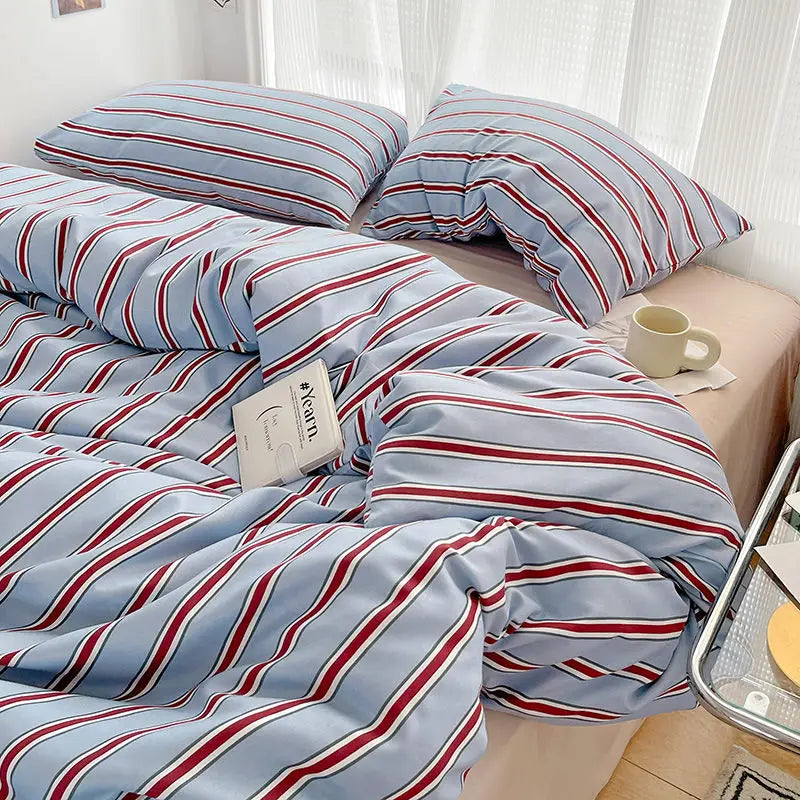Classic Style Striped Duvet Cover Set - 3pcs Clean Vanilla Store