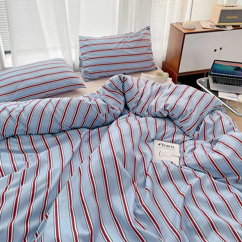 Classic Style Striped Duvet Cover Set - 3pcs Clean Vanilla Store