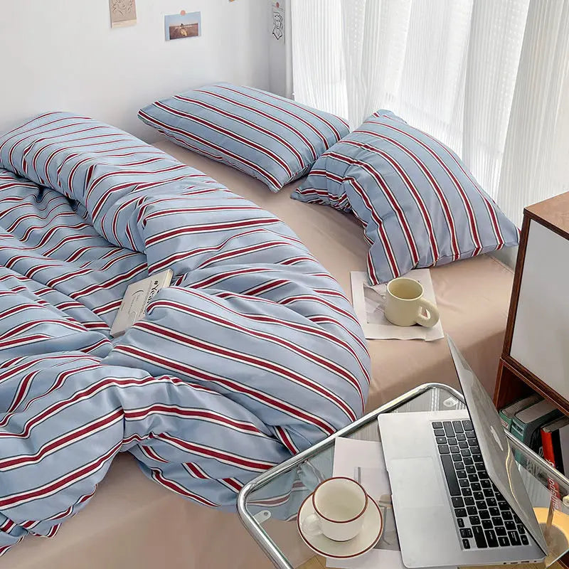Classic Style Striped Duvet Cover Set - 3pcs Clean Vanilla Store