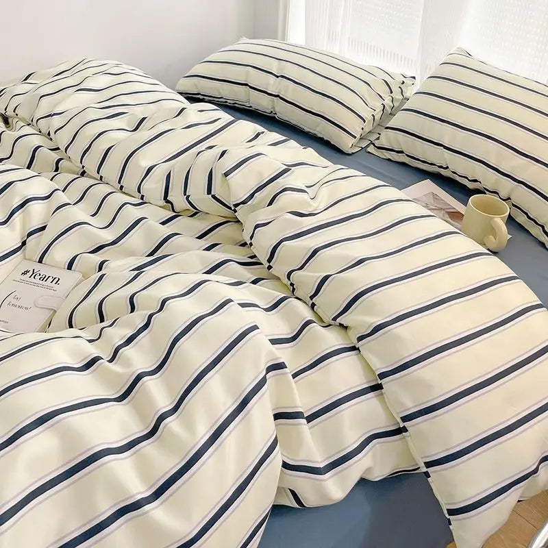 Classic Style Striped Duvet Cover Set - 3pcs Clean Vanilla Store