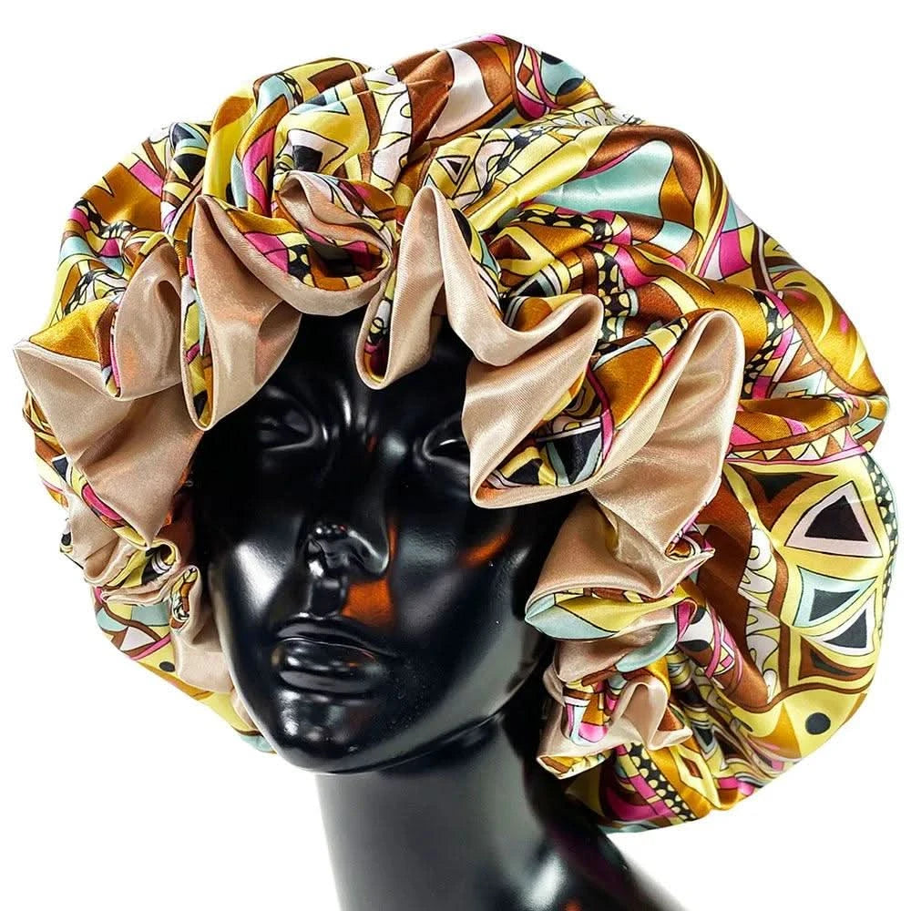 Women Silky Satin Bonnet Cap - Double Layer Design Clean Vanilla Store