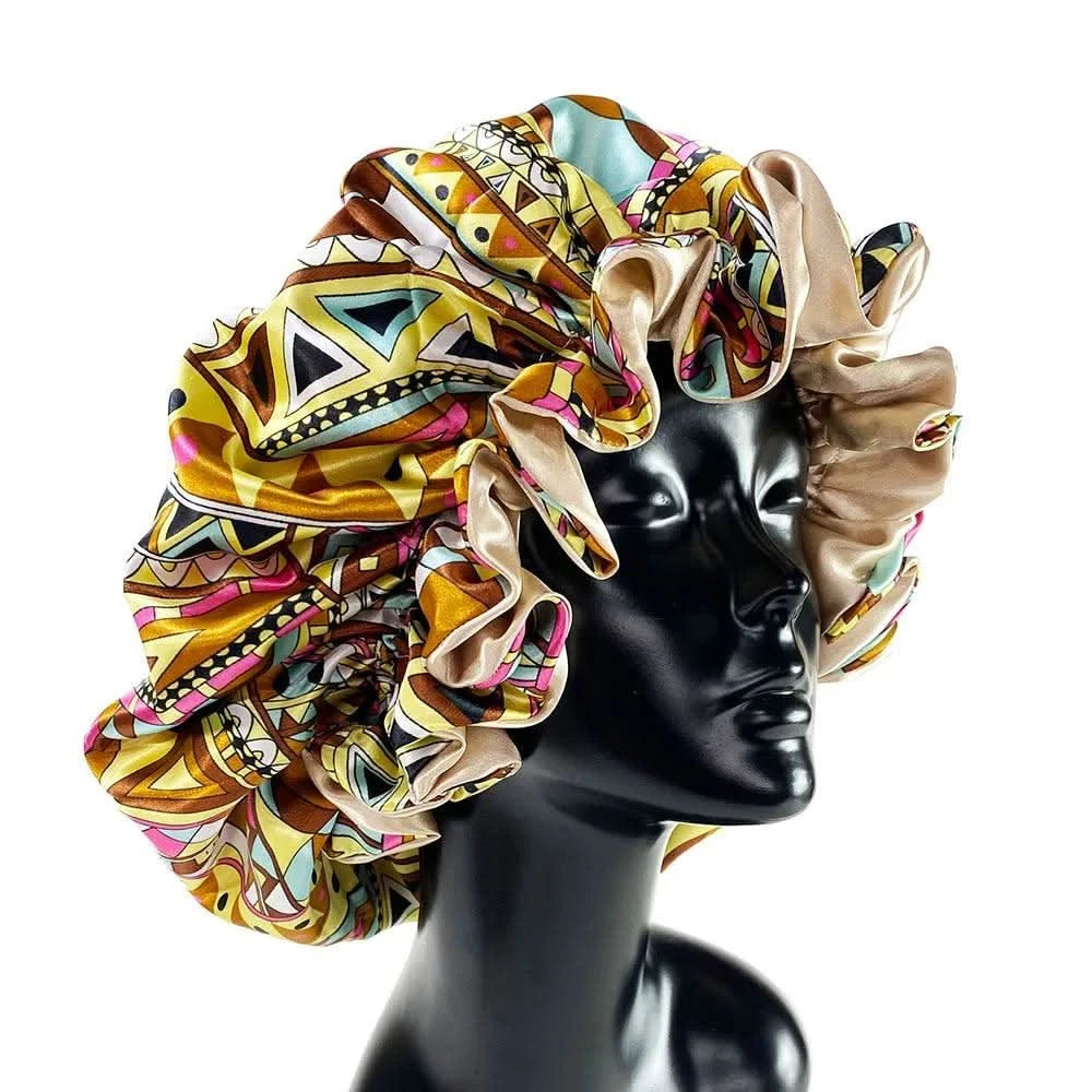 Women Silky Satin Bonnet Cap - Double Layer Design Clean Vanilla Store