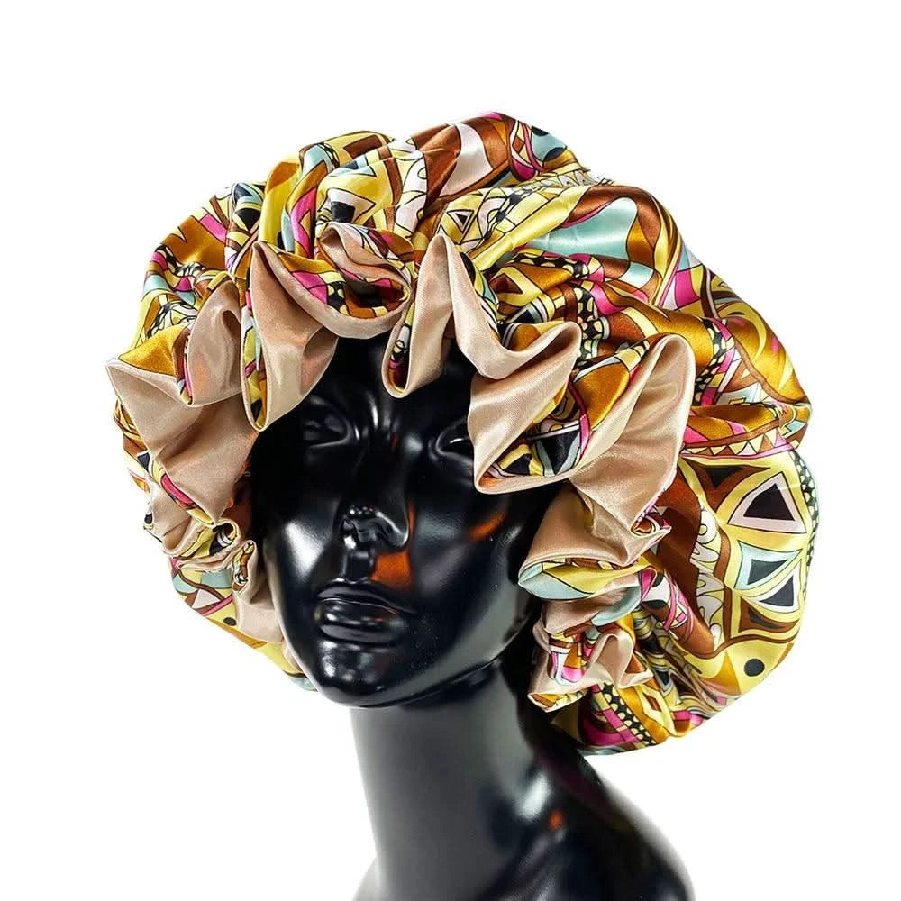 Women Silky Satin Bonnet Cap - Double Layer Design Clean Vanilla Store