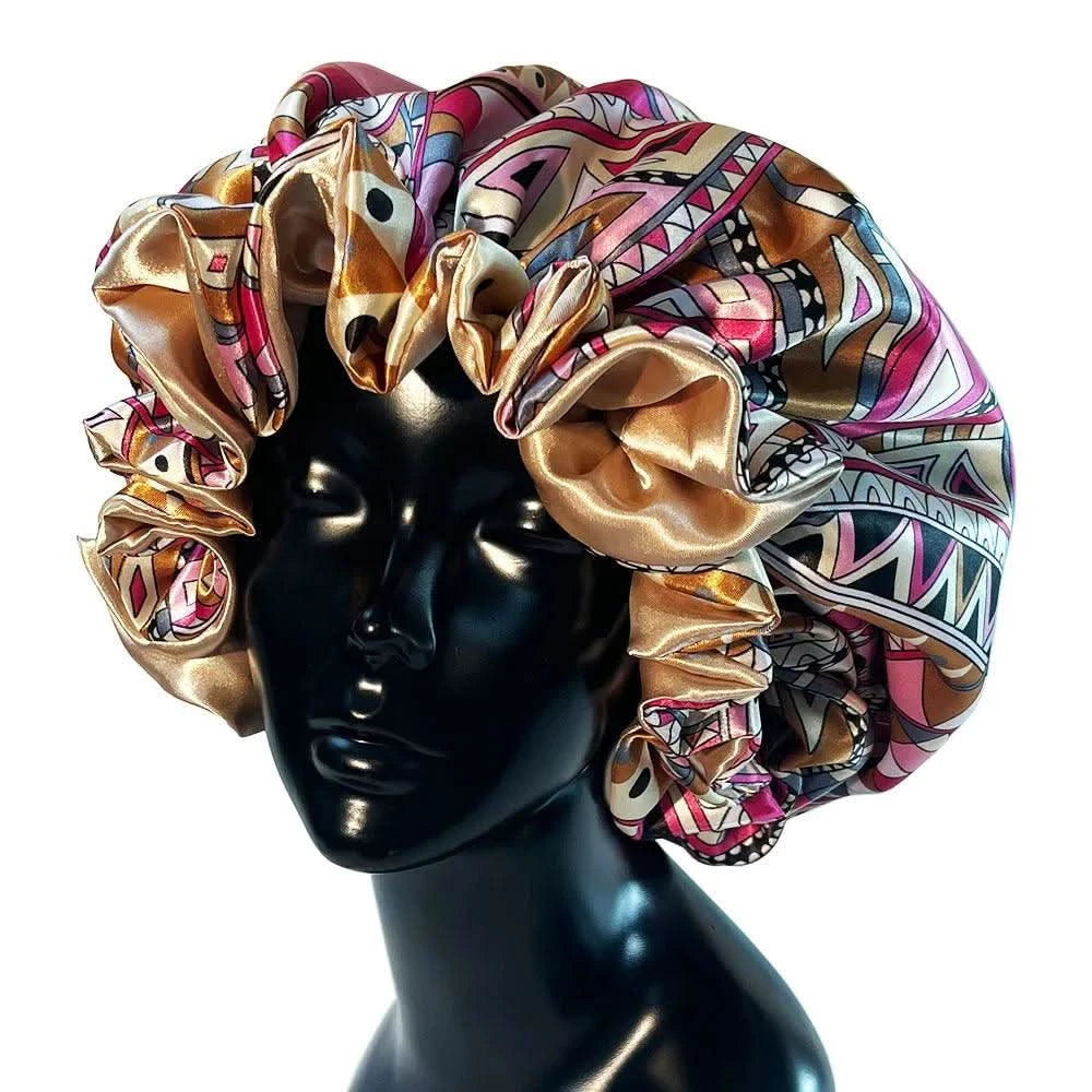 Women Silky Satin Bonnet Cap - Double Layer Design Clean Vanilla Store