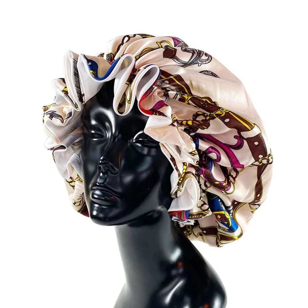 Women Silky Satin Bonnet Cap - Double Layer Design Clean Vanilla Store