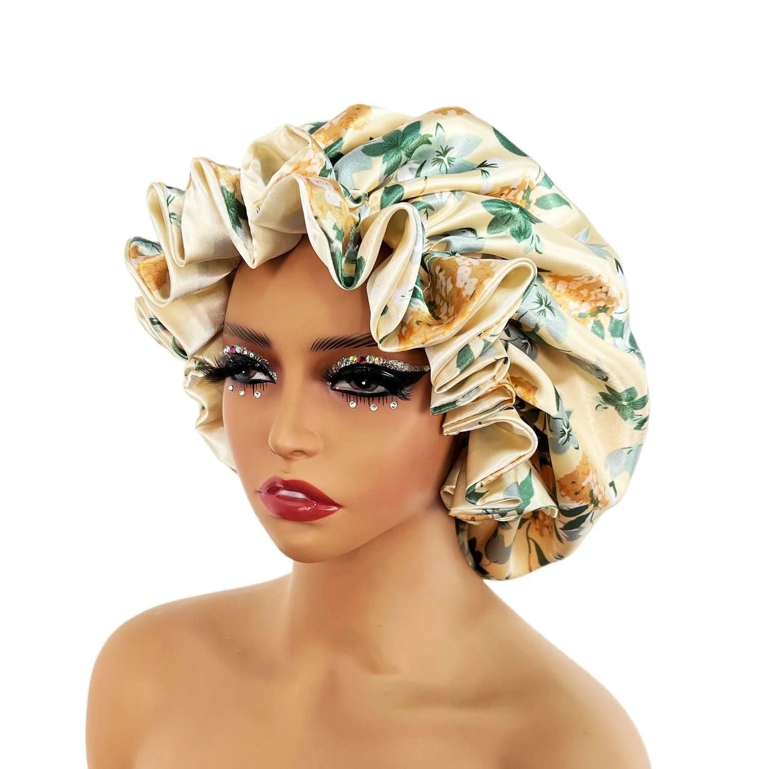 Women Silky Satin Bonnet Cap - Double Layer Design Clean Vanilla Store