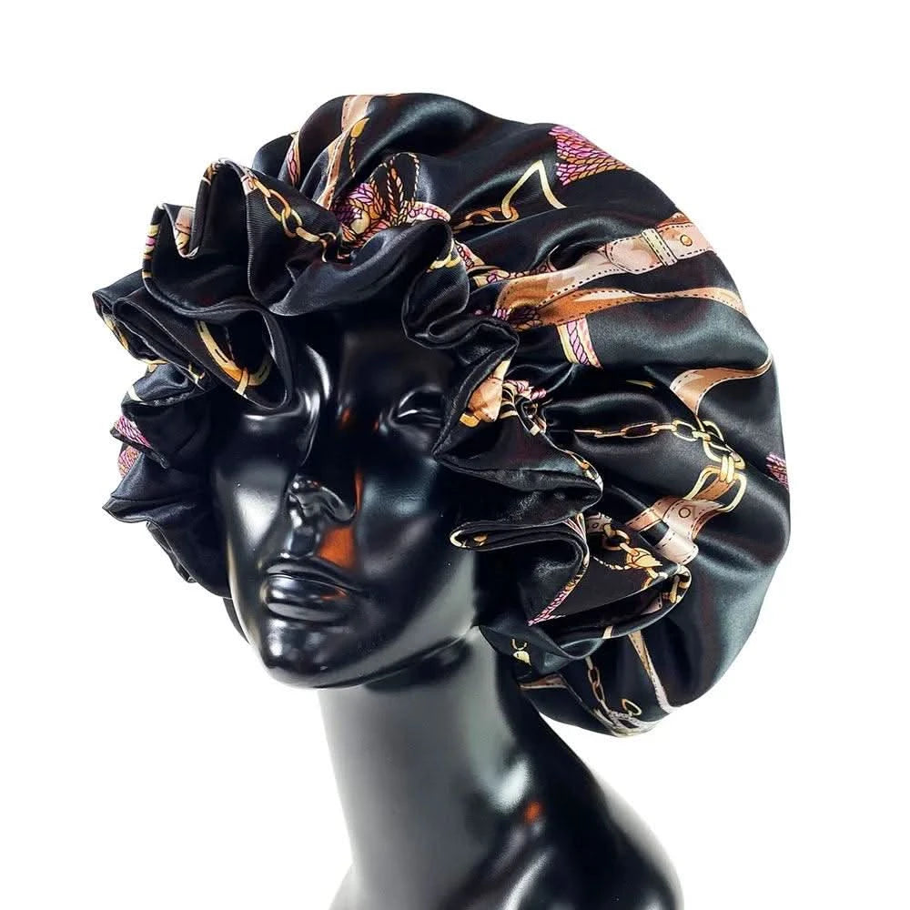 Women Silky Satin Bonnet Cap - Double Layer Design Clean Vanilla Store