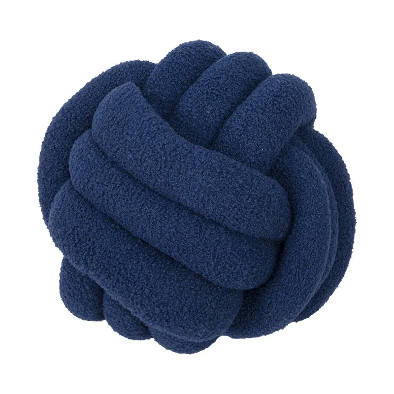 Hand-Knotted Ball Throw Pillow Cushion in Soft Lamb Fleece Clean Vanilla Store