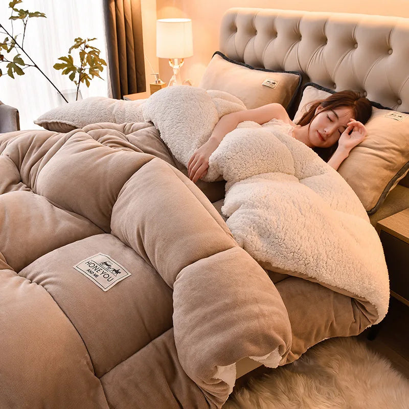 Plush Quilt Duvet - Double Thickened Cotton Comfort Clean Vanilla Store
