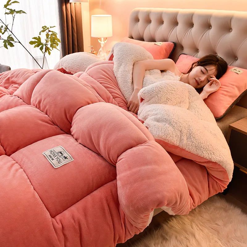 Plush Quilt Duvet - Double Thickened Cotton Comfort Clean Vanilla Store