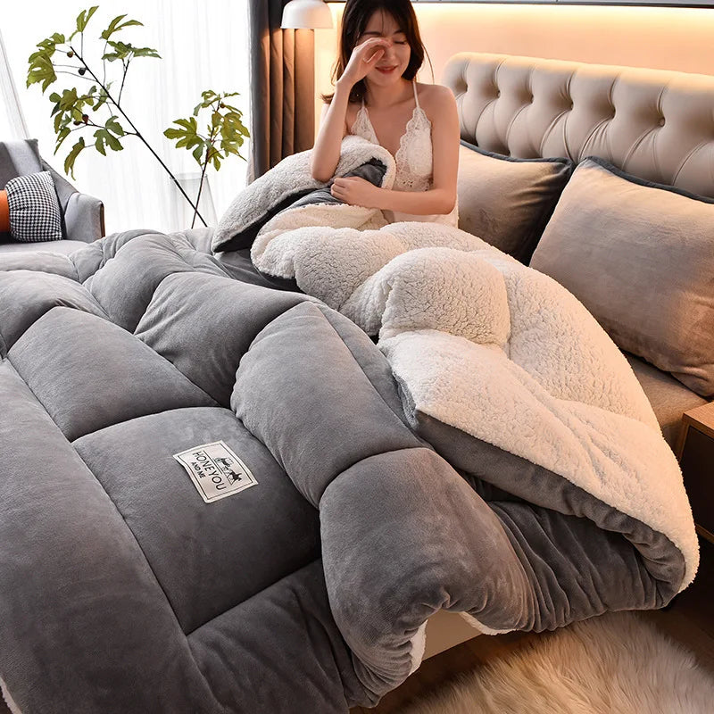 Plush Quilt Duvet - Double Thickened Cotton Comfort Clean Vanilla Store