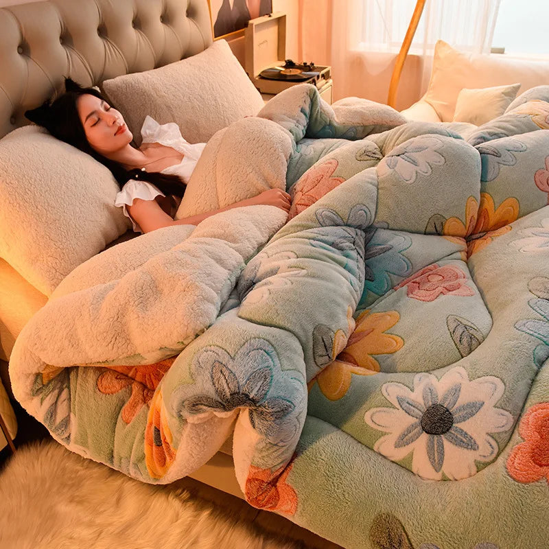 Plush Quilt Duvet - Double Thickened Cotton Comfort Clean Vanilla Store