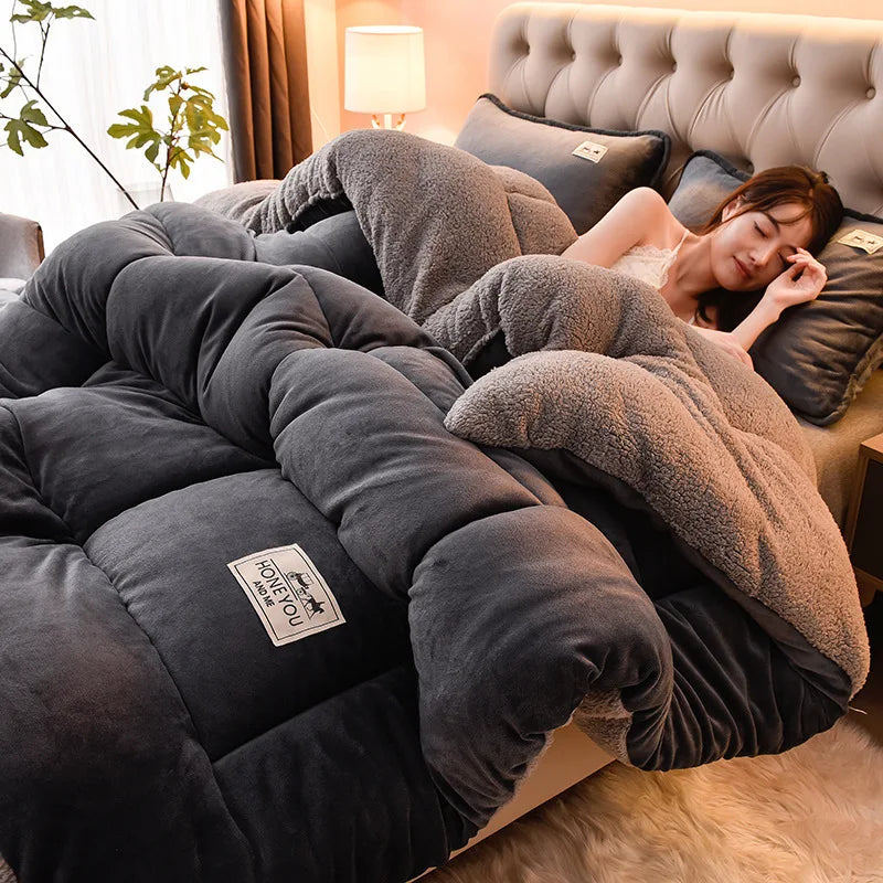 Plush Quilt Duvet - Double Thickened Cotton Comfort Clean Vanilla Store